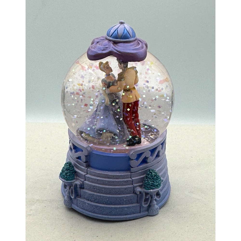 Vintage 2000s Disney Store Cinderella & Prince Charming Mini 3" Snow Globe, HTF